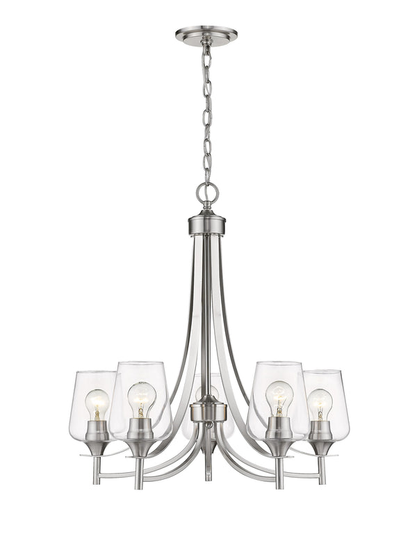 Joliet 5 Light Chandelier in Brushed Nickel Finish