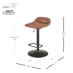 Koa KD PU Gaslift Swivel Bar Stool, Umber Brown