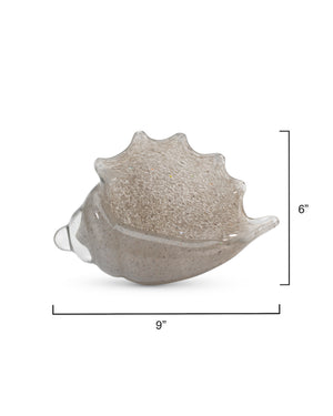 Triton Hand Blown Decorative Glass Shell, Grey