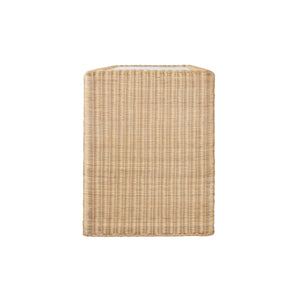 TWO DRAWER WATERFALL EDGE DESK IN WOVEN RATTAN WITH GLASS TOP
