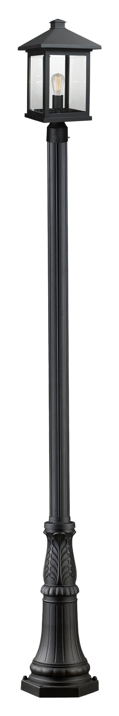 Portland 1 Light Outdoor Post Light in Black Finish