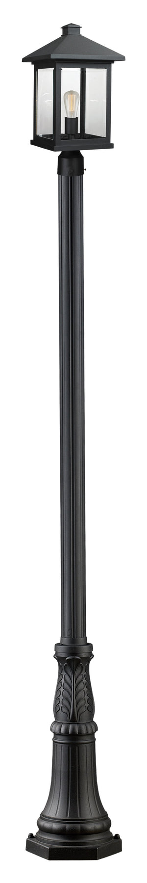 Portland 1 Light Outdoor Post Light in Black Finish