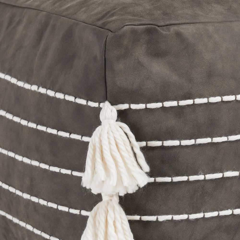 Ezekiel Vegan Leather Pouf, Brown