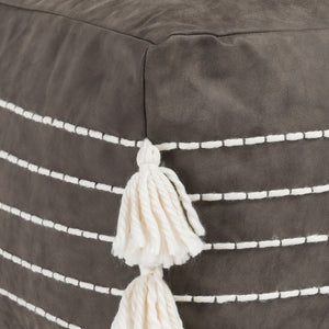 Ezekiel Vegan Leather Pouf, Brown