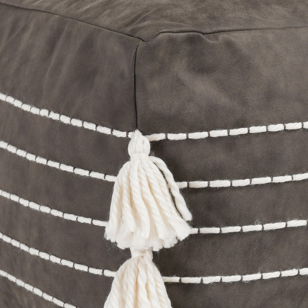 Ezekiel Vegan Leather Pouf, Brown