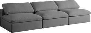 Carmen Cloud Modular Armless Sofa In Grey Linen Fabric