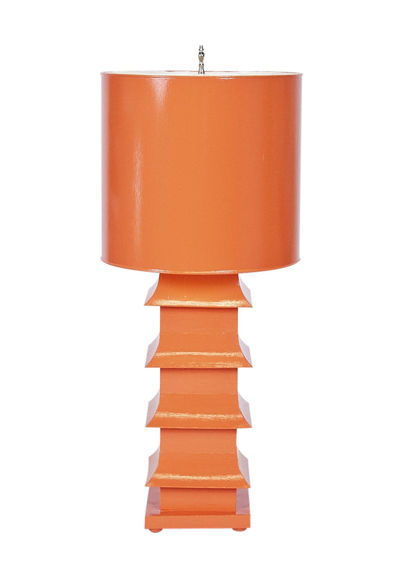 PAGODA LAMP LARGE WITH METAL SHADE ORANGE
