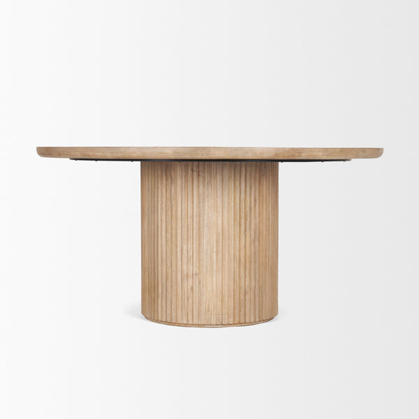 Terra 60L x 60W x 30H Light Brown Wood Round Fluted Dining Table