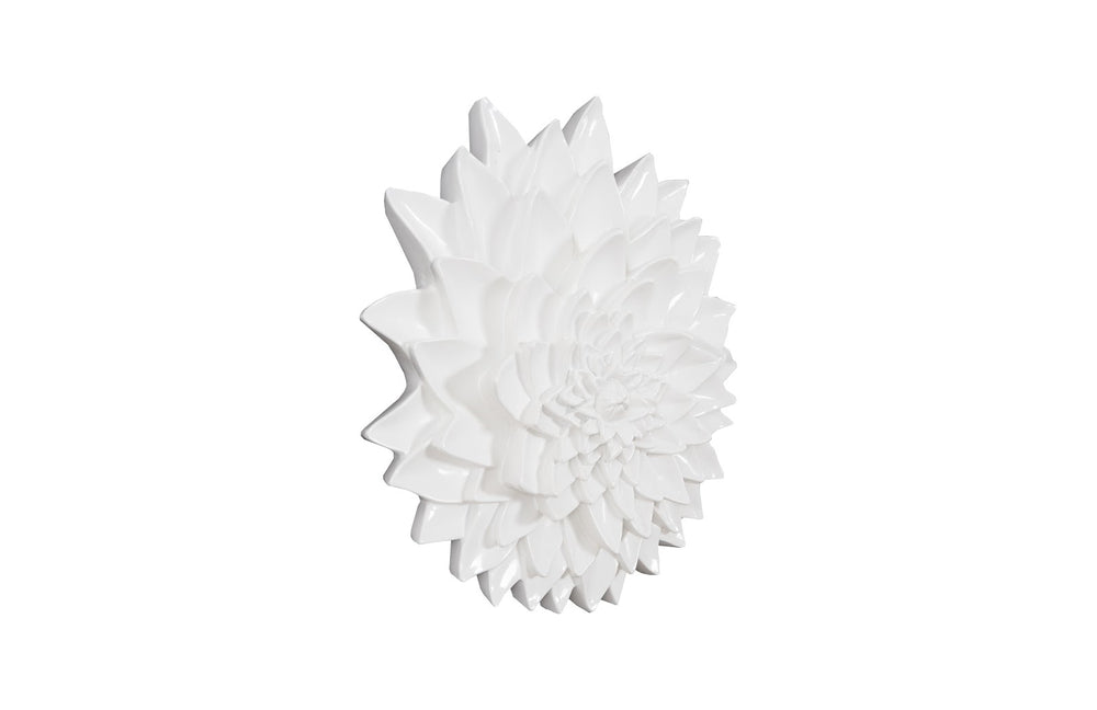 Dahlia Flower Wall Art, Gel Coat White