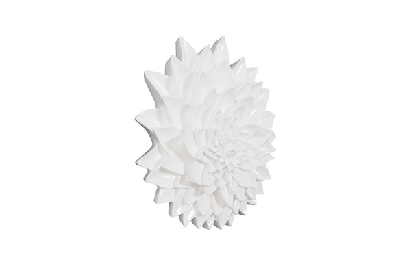 Dahlia Flower Wall Art, Gel Coat White