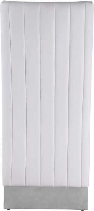 Stanley Dining Chair In White Faux Leather and Chrome