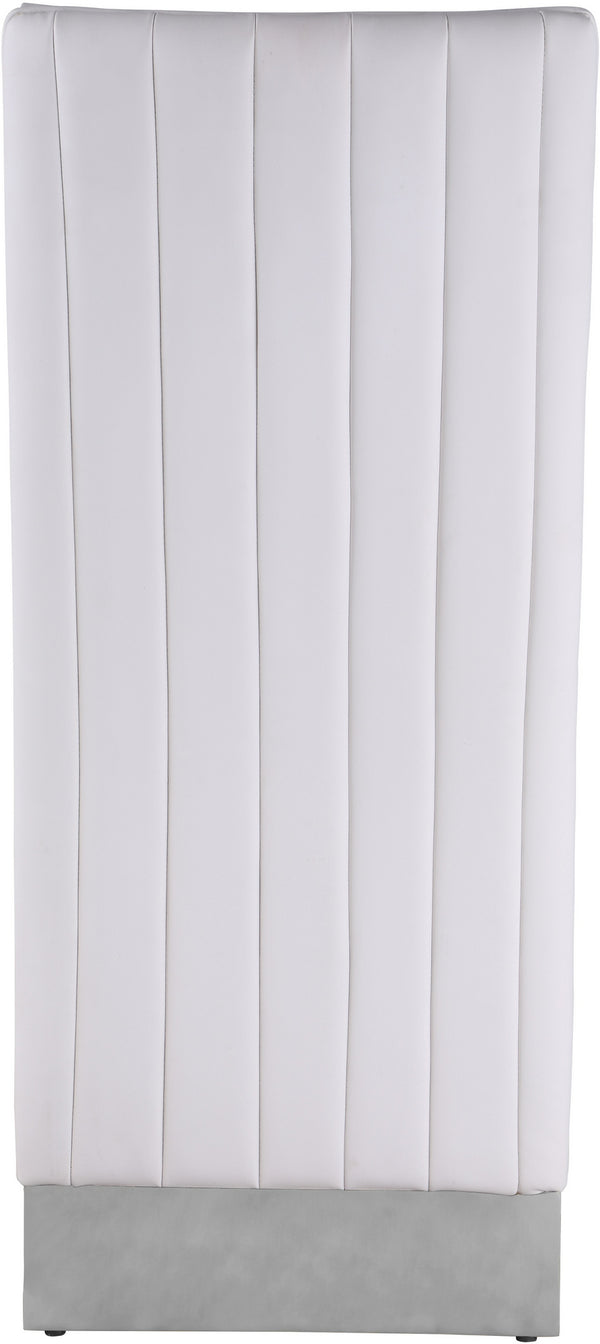 Stanley Dining Chair In White Faux Leather and Chrome
