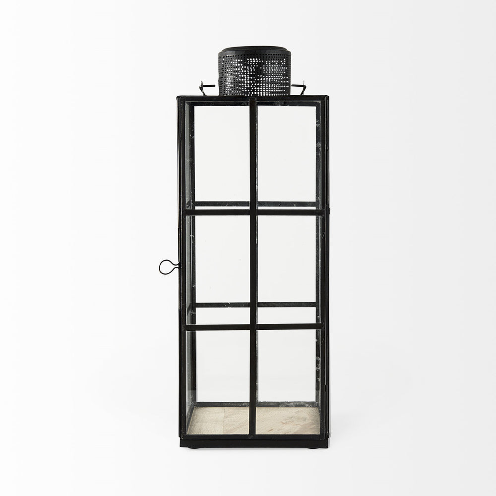 Gamfield 6.1L x 6.1W x 16.7H Large Black Metal and Glass Lantern