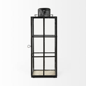 Gamfield 6.1L x 6.1W x 16.7H Large Black Metal and Glass Lantern