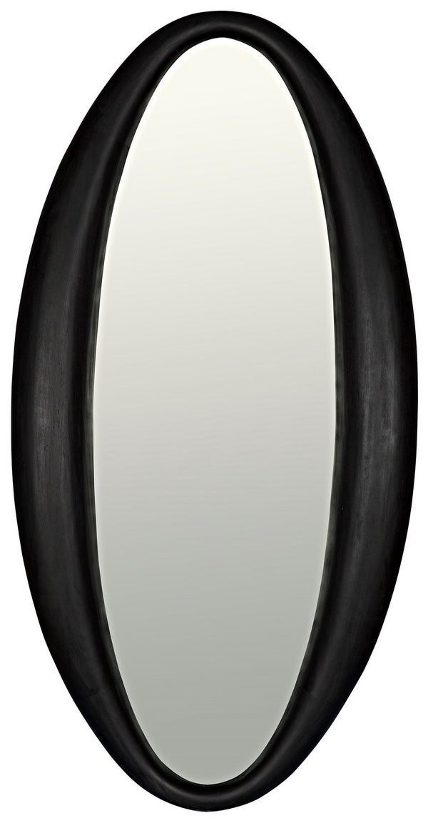 Woolsey Sungkai/Mindi Oval Mirror in Charcoal Black
