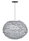 Eos Large Hardwired Pendant in Grey with Black Cord