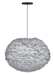 Eos Large Hardwired Pendant in Grey with Black Cord