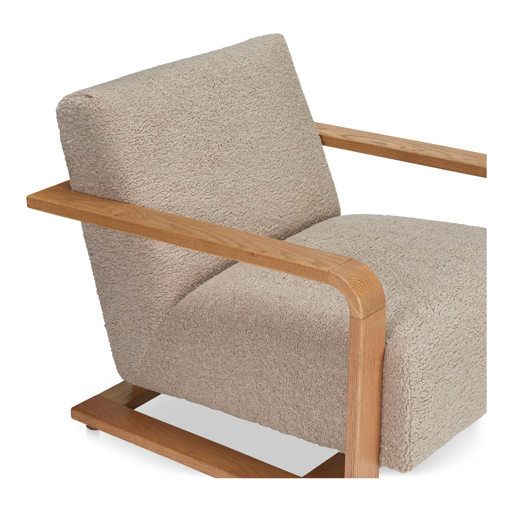 Moe's Eckersley Lounge Chair in Beige Faux Shearling