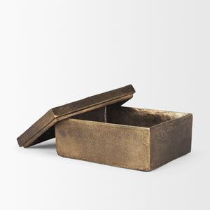 Porschia Large Antiqued Gold Metal Decorative Box