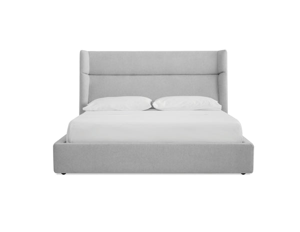 Cove King Storage Bed in heather grey chenille fabric