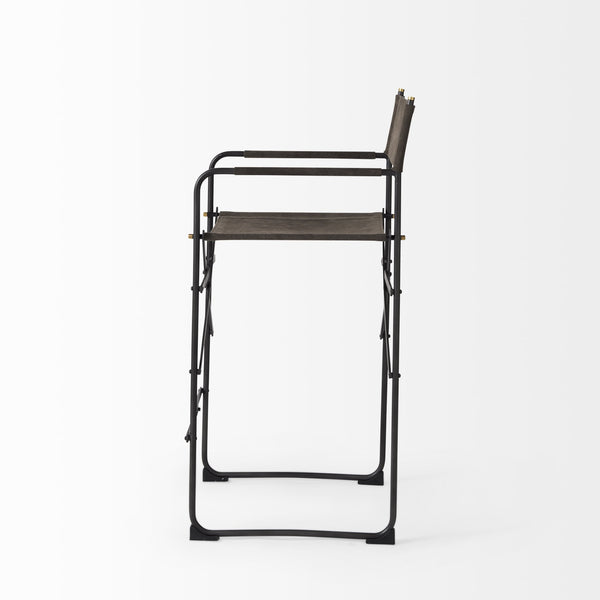 Direttore 19.3L x 19.3W x 40.2H Brown/Gray Suede W/ Metal Frame Counter Stool