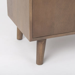 Lillie 36.0L x 16.0W x 32.0H Medium Brown Wood 2 Door Tray Top Accent Cabinet