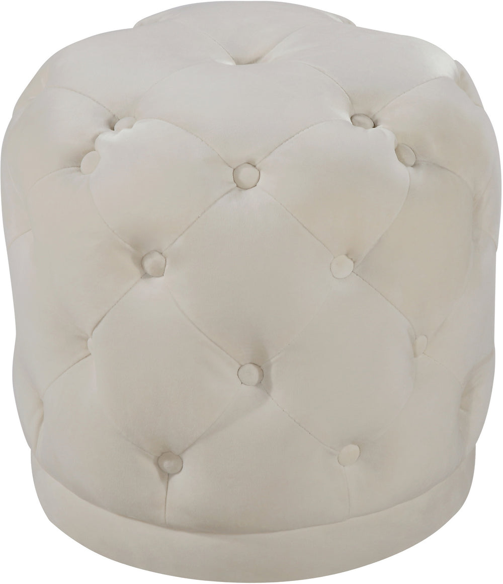 Joshua Ottoman/Stool In Cream Velvet