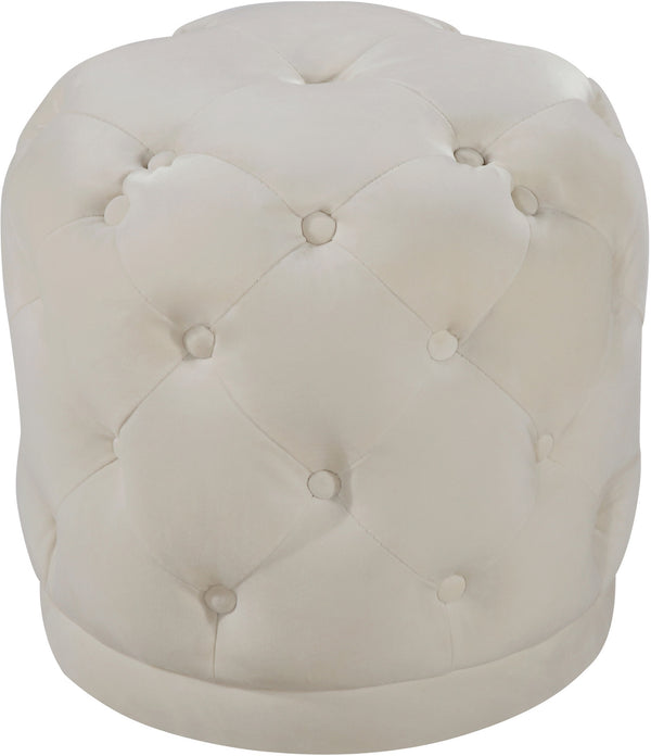 Joshua Ottoman/Stool In Cream Velvet