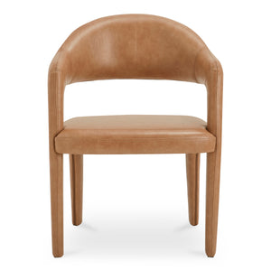 Martens Brown Leather Dining Chair with Armrests