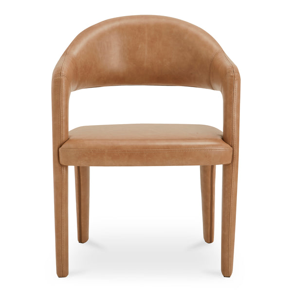 Martens Brown Leather Dining Chair with Armrests