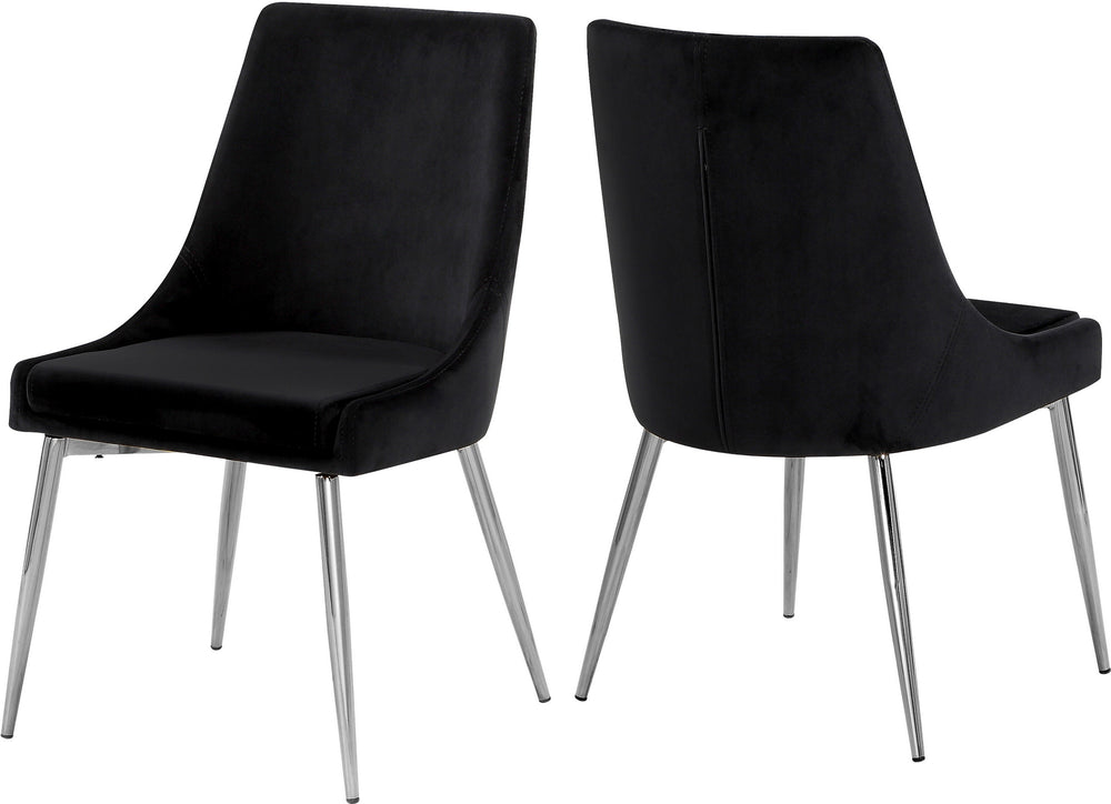 Lynette Dining Chair In Black Velvet and Chrome