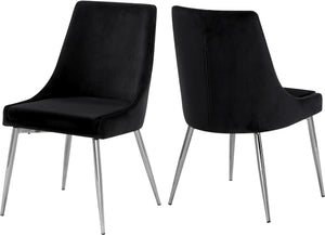 Lynette Dining Chair In Black Velvet and Chrome
