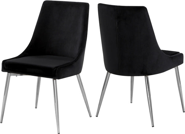 Lynette Dining Chair In Black Velvet and Chrome