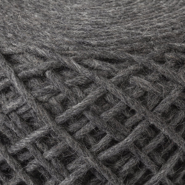 Allium Dark Gray Handwoven Wool Cylindrical Pouf
