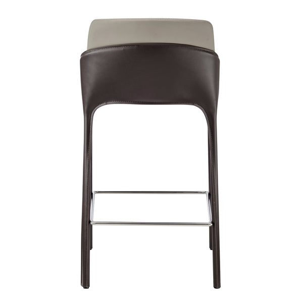 Stella Faux Leather Counter Stool, Taupe/Dark Brown