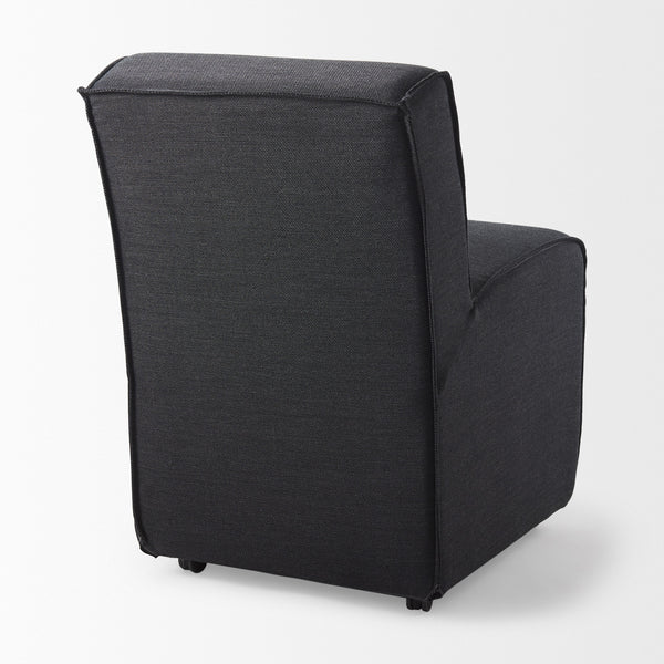 Damon Fully Upholstered Grey Fabric Dining Chair on Casters