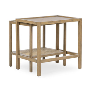 Devin Solid Wood Nesting Accent Tables in Latte Brown