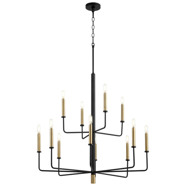 Apollo Chandelier in Noir / Aged Brass