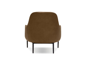 Swoon Lounge Chair in brown leather and black legs