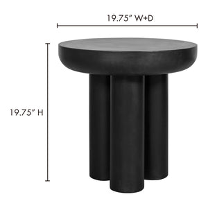 Rocca Side Table in Black Concrete and Iron Frame
