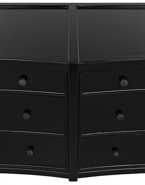 Hampton 6-Drawer Mahogany Dresser with Brass Pulls in Hand-Rubbed Black