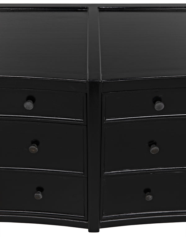 Hampton 6-Drawer Mahogany Dresser with Brass Pulls in Hand-Rubbed Black