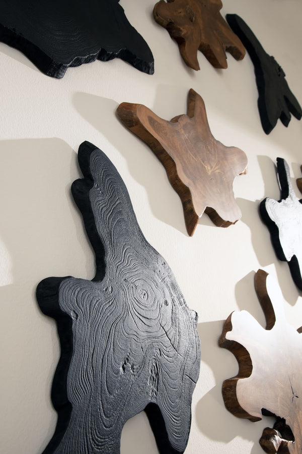 Freeform Teak Wall Slice, Large, Black