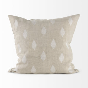 Enya 18L x 18W Beige and Cream Fabric Patterned Decorative Pillow Cover