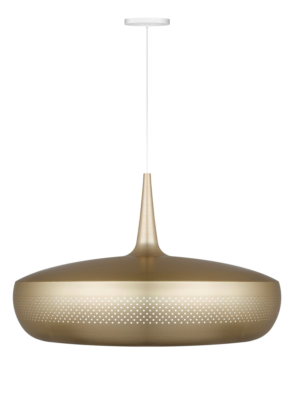 Clava Dine Hardwired Pendant in Brass with White Cord