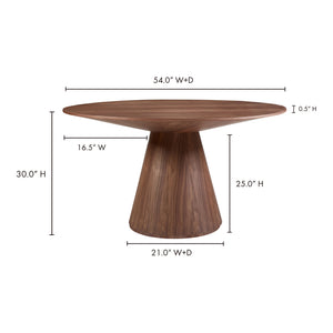 Moe's Otago Round Dining Table 54" Walnut Brown