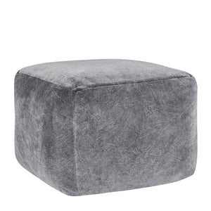 Heirloom Velvet Pouf with Stonewashed Cover
