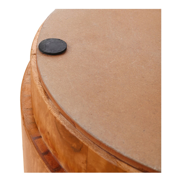 Arsenio Burl Wood Round Side/End Table, Golden Brown Burl