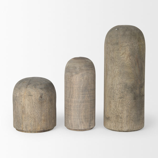 Knox Short Gray-Wash Wood Decorative Object