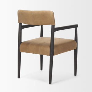 Toni Dark Brown Wood w/ Chestnut Leather Dining Chair